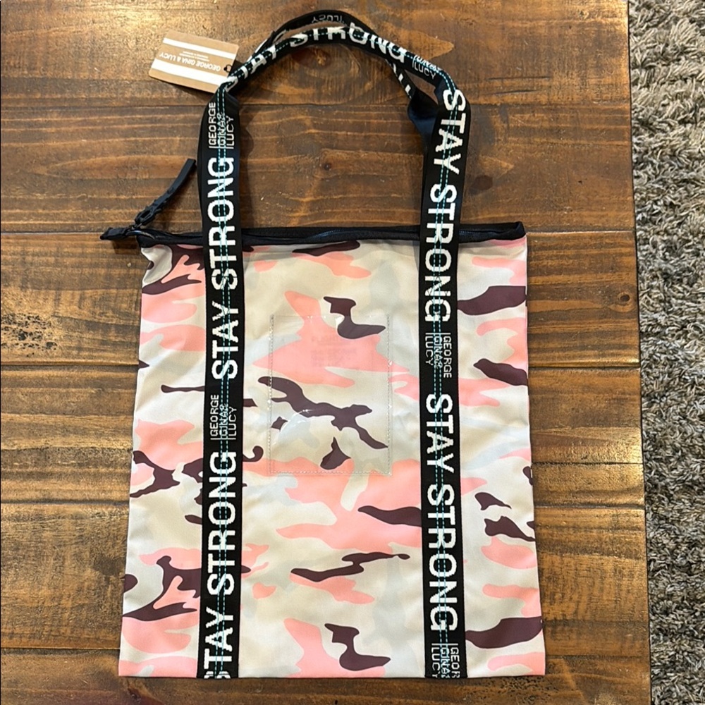 Pink and Tan Camouflage Tote with Sturdy Straps